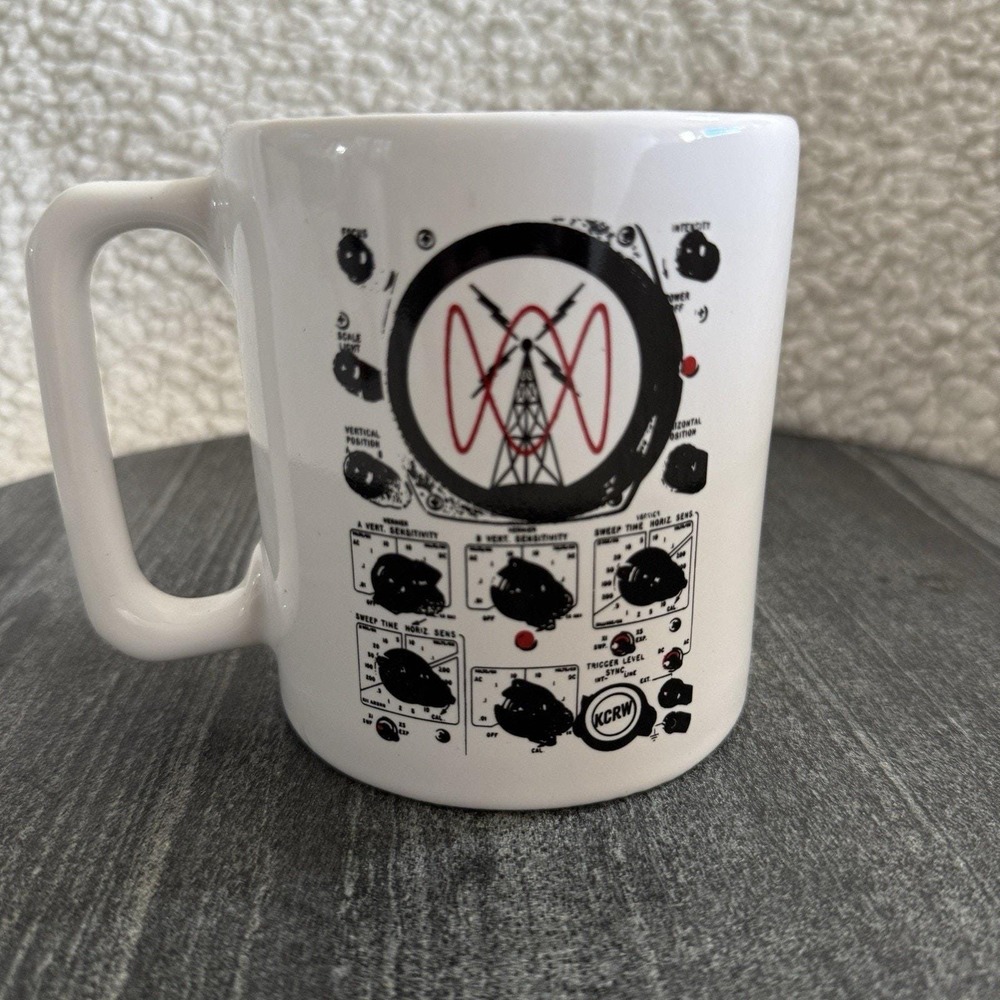 KCRW Radio‎ Mug Made in USA Vintage Broadcast Tower Graphic Ceramic Coffee Cup